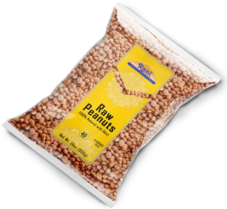 Rani Peanuts Raw Whole With Skin (uncooked, unsalted) 28oz (800g) ~ All Natural | Gluten Friendly | Kosher | Product of USA ~ Spanish Grade Groundnut/Red-skin
