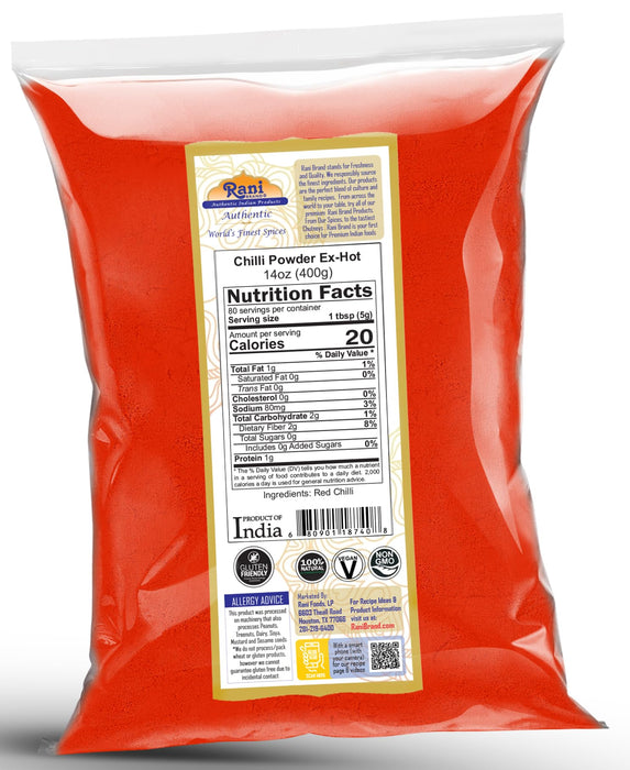 Rani Extra Hot Chilli Powder Indian Spice 14oz (400g) ~ All Natural | Salt-Free | Vegan | No Colors | Gluten Friendly | NON-GMO | Kosher