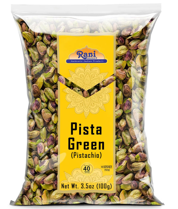 Rani Pista (Pistachio) Green 3.5oz (100g) ~ All Natural | Gluten Friendly | Vegan | NON-GMO | Kosher | No Salt or fillers | Indian Origin