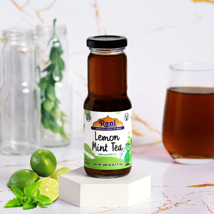 Rani Lemon Mint Tea 6.7 fl oz (200 ml) Glass Bottle, Pack of 6 ~ Indian Fruit Beverage | Vegan | Gluten Free | NON-GMO | Indian Origin