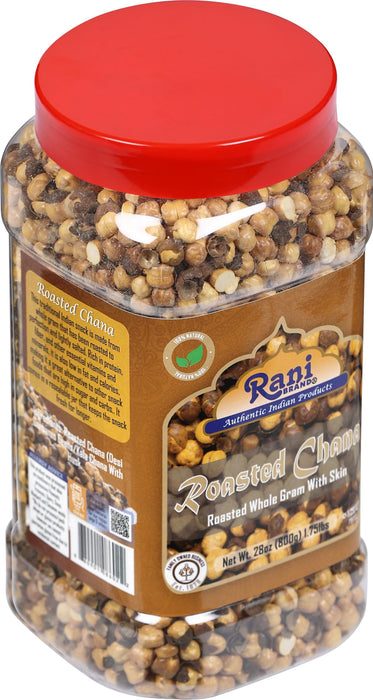 Rani Roasted Chana (Chickpeas) Plain Flavor 28oz (1.75lbs) 800g PET Jar ~ All Natural | Vegan | No Preservatives | Kosher | Gluten Friendly | Indian Origin | Great Snack, Ready to Eat