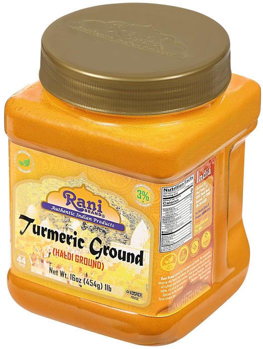 Rani Turmeric (Haldi) Root Powder Spice, (High Curcumin Content) 16oz (1lb) 454g PET Jar ~ All Natural | 100% Pure, Salt Free | Vegan | Gluten Friendly | NON-GMO | Kosher | Indian Origin
