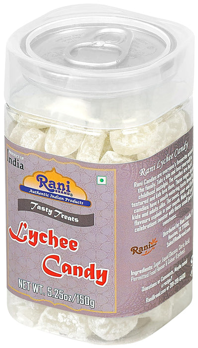 Rani Lychee Candy 5.25oz (150g) Vacuum Sealed, Easy Open Top, Resealable Container ~ Indian Tasty Treats | Vegan | Gluten Friendly | NON-GMO | Indian Origin