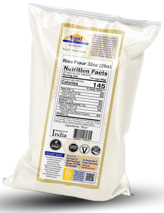 Rani Rice (White) Flour 32oz 2lbs (908g) ~ All Natural | Gluten Friendly | Vegan | NON-GMO | Kosher | Indian Origin