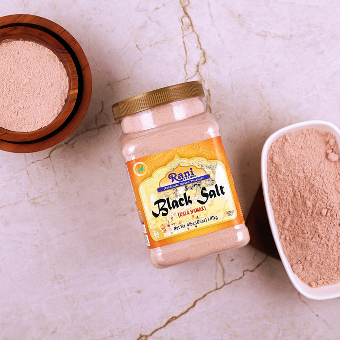 Rani Black Salt Powder (Kala Namak) Mineral 64oz (4lbs) 1.81kg Bulk PET Jar ~ Unrefined, Pure and Natural | Vegan | Gluten Friendly | Kosher | Indian Origin