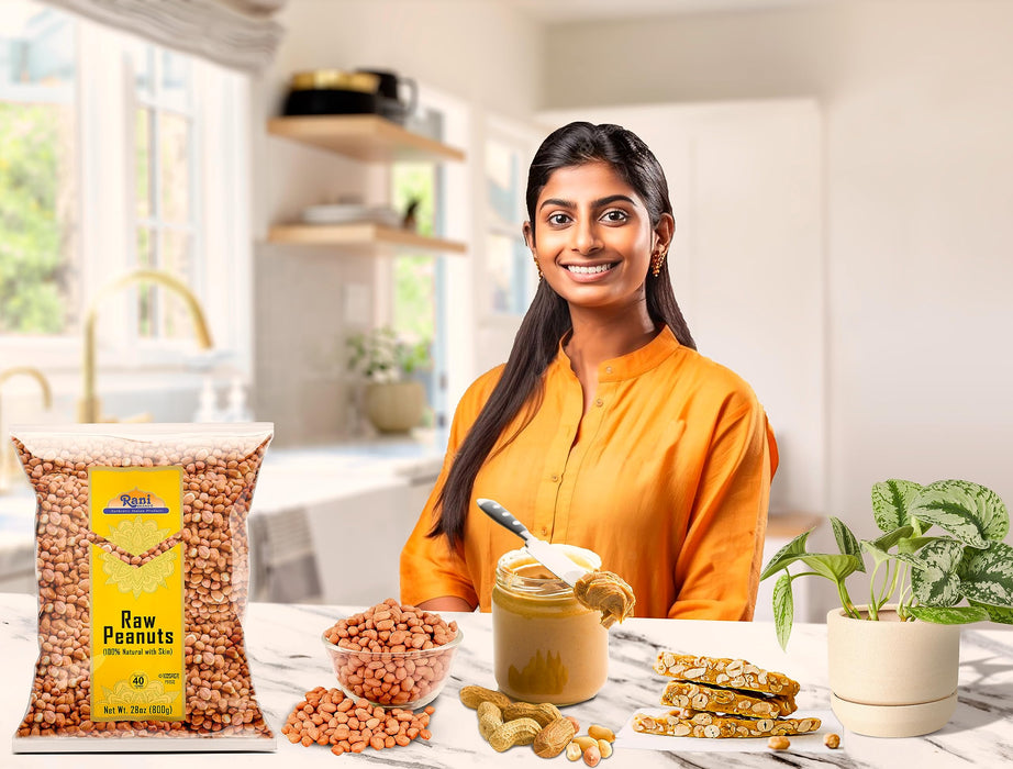 Rani Peanuts Raw Whole With Skin (uncooked, unsalted) 28oz (800g) ~ All Natural | Gluten Friendly | Kosher | Product of USA ~ Spanish Grade Groundnut/Red-skin