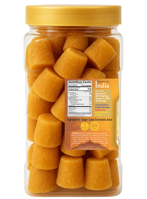 Rani Kolhapuri Jaggery Cubes (Unrefined Cane Sugar) 35oz (2.2bs) 1kg PET Jar ~ All Natural, No Color added, Gluten Friendly | Vegan | NON-GMO | Kosher | No Salt or fillers