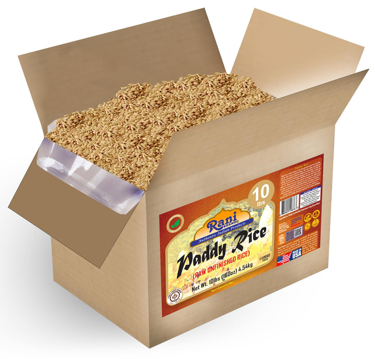 Rani Paddy Rice (Raw Unfinished Rice) 10lbs (160oz) 4.54kg Bulk Box ~ All Natural | Vegan | Gluten Friendly | NON-GMO | Kosher | Product of USA