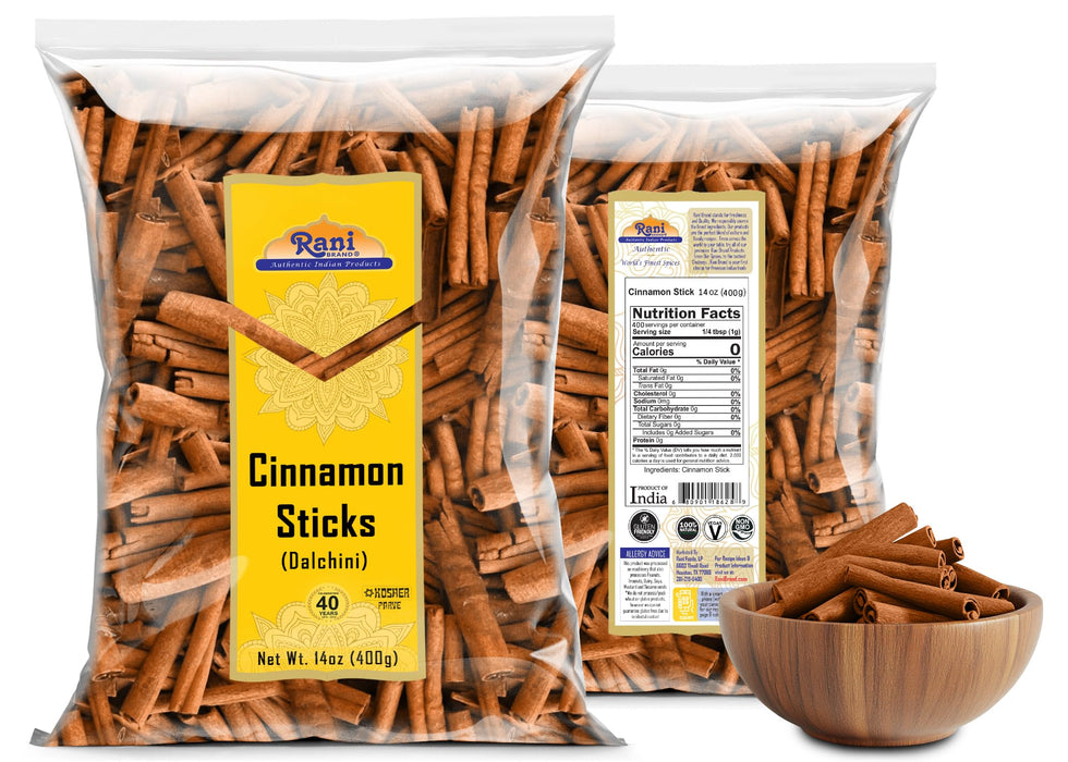 Rani Cinnamon Sticks 14oz (400g) ~ 72-88 Sticks 3" in Length Cassia Round ~ All Natural | Vegan | No Colors | Gluten Friendly | NON-GMO | Product of Vietnam