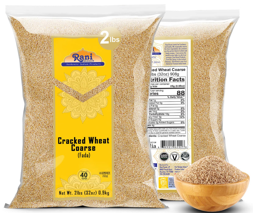 Rani Cracked Wheat Coarse (Fada / Commonly called Bulgur #3) 32oz (2lbs) 907g ~ All Natural | Vegan | No Colors | NON-GMO | Kosher | Indian Origin (Dalia)