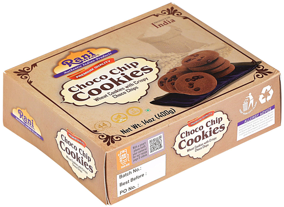Rani Choco Chip Cookies (Wheat Cookies with Crispy Choco Chips) 14oz (400g) Premium Quality Indian Cookies ~ All Natural | Vegan | Non-GMO | Indian Origin