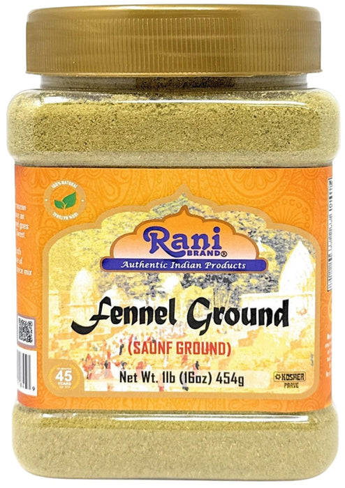 Rani Fennel Ground (Saunf) Powder Spice 16oz (1lb) 454g PET Jar ~ All Natural | Gluten Friendly | NON-GMO | Kosher | Vegan | Indian Origin