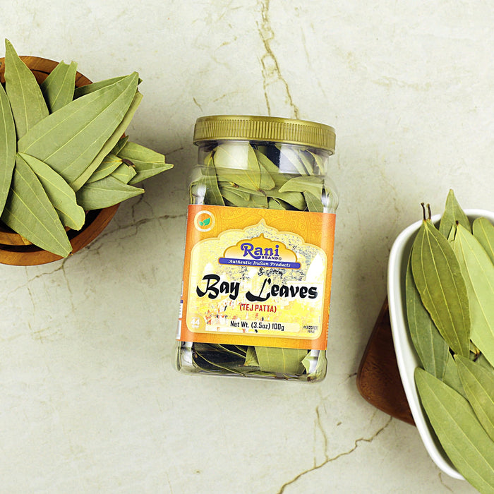 Rani Bay Leaf (Leaves) Whole Spice Hand Selected Extra Large 3.5oz (100g ) PET Jar ~ All Natural | Gluten Friendly | NON-GMO | Kosher | Vegan | Indian Origin