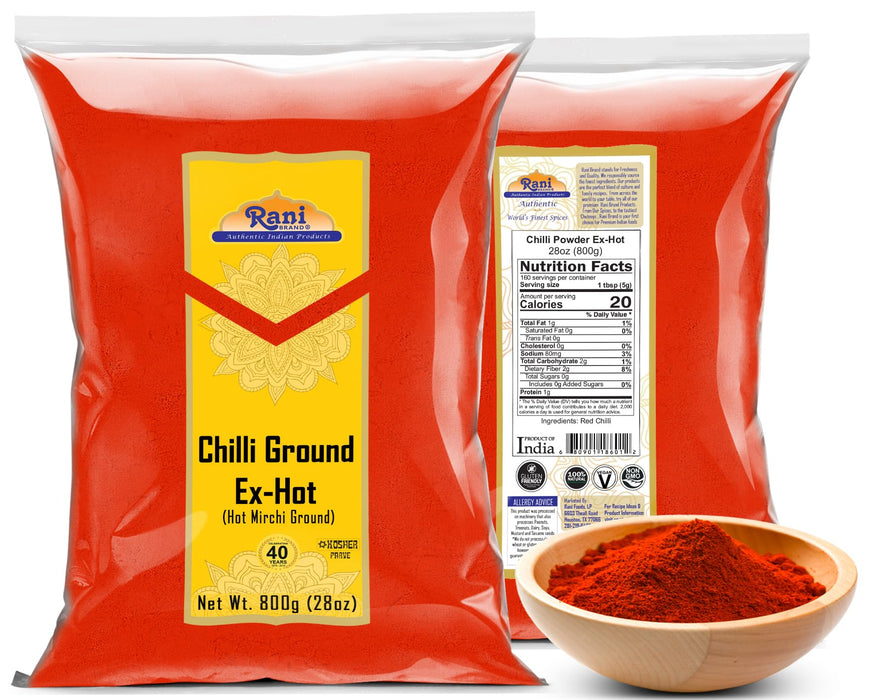 Rani Extra Hot Chilli Powder Indian Spice 28oz (800g) ~ All Natural | Salt-Free | Vegan | No Colors | Gluten Friendly | NON-GMO | Kosher
