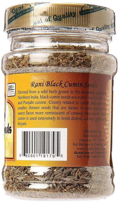 Rani Black Cumin Seeds (Kala Jeera / Bunium Bulbocastanum) 3oz (85g) PET Jar ~ All Natural | Gluten Friendly | NON-GMO | Kosher | Vegan | Indian Origin