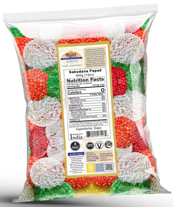 Rani Sabudana (Sago) Papad with Colors 14oz (400g) ~ Vegan | Gluten Friendly | NON-GMO | Indian Origin