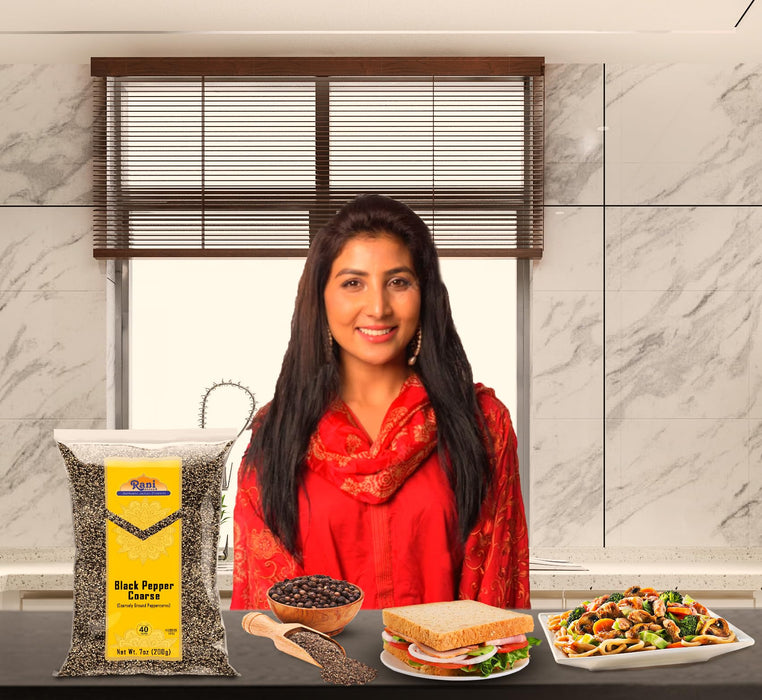 Rani Black Pepper Coarse Ground 28 Mesh (Table Grind), 7oz (200g) ~ Gluten Friendly | Non-GMO | Kosher | Natural