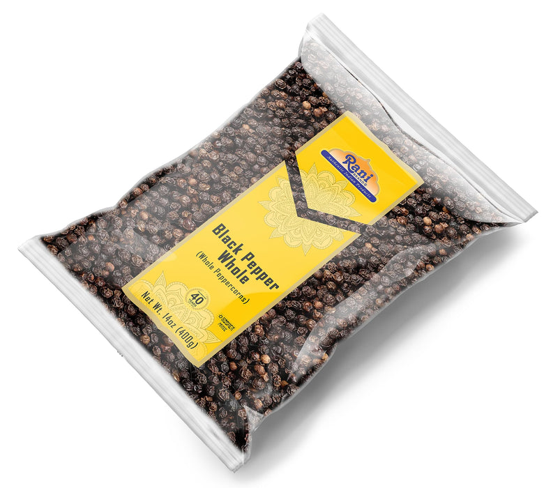 Rani Black Pepper Whole (Peppercorns), MG-1 Grade 14oz (400g) ~ Gluten Friendly | Non-GMO | Kosher | Natural | Perfect size for Grinders!