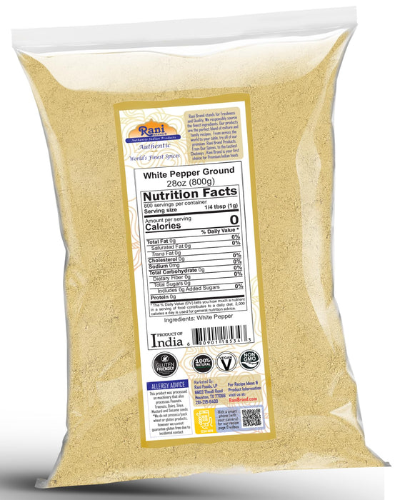 Rani White Pepper (Gol Mirch), Ground Spice 28oz (1.75lbs) 800g ~ All Natural | Vegan | Gluten Friendly | NON-GMO | Kosher | Indian Origin