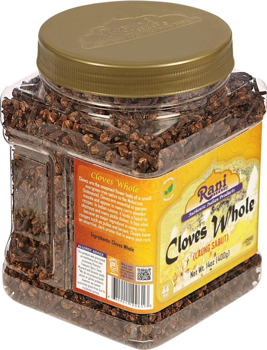 Rani Cloves Whole (Laung) 14oz (400g) Great for Food, Tea, Pomander Balls and Potpourri, Hand Selected, Spice, PET Jar ~ All Natural | NON-GMO | Kosher | Vegan