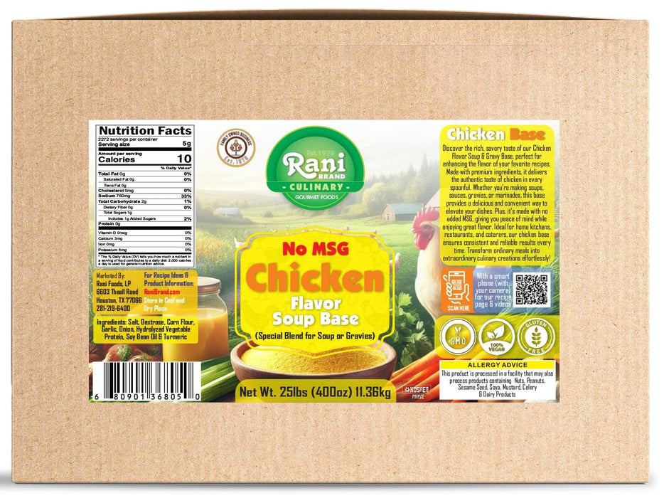 Rani Premium Chicken Base (Special Blend for Soup or Gravies) 400oz (25lbs) 11.36kg Bulk Box ~ All Natural | Gluten Friendly | NON-GMO | Kosher | Vegan | Product of USA