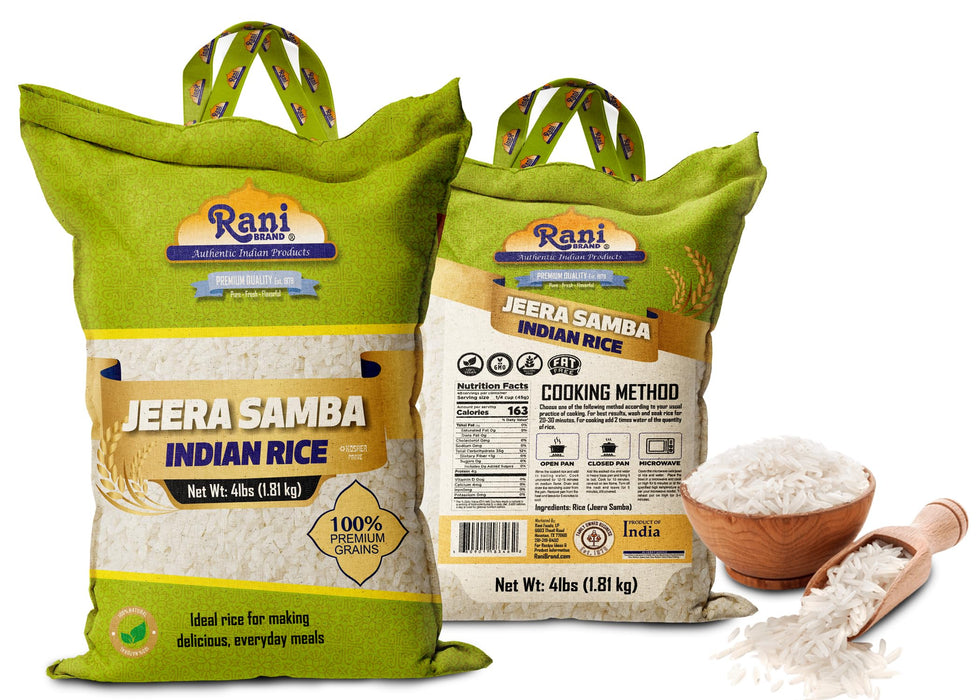 Rani Jeera Samba Indian Rice 64oz (4lbs) 1.81kg Cloth Bag ~ All Natural | Gluten Friendly | Vegan | Kosher | Export Quality | Indian Origin