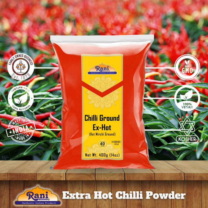 Rani Extra Hot Chilli Powder Indian Spice 14oz (400g) ~ All Natural | Salt-Free | Vegan | No Colors | Gluten Friendly | NON-GMO | Kosher