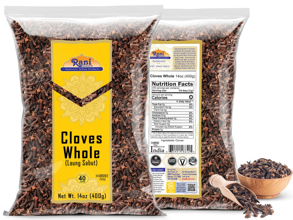 Rani Cloves Whole (Laung) 14oz (400g) Great for Food, Tea, Pomander Balls and Potpourri, Hand Selected, Spice ~ All Natural | NON-GMO | Kosher | Vegan