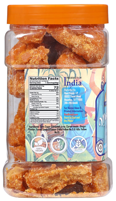 Rani Masala Gur (Jaggery) Indian Unrefined Raw Cane Sugar 35oz (2.2lbs) 1kg PET Jar ~ Gluten Friendly | Vegan | NON-GMO | Kosher | Indian Product