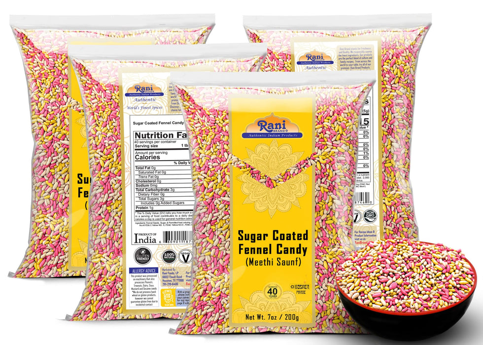 Rani Sugar Coated Fennel Candy 7oz 200g (Pack of 4, 28oz/800g total) ~ Indian After Meal Digestive Treat | Vegan | Gluten Friendly | NON-GMO | Kosher | Indian Origin (Copy)