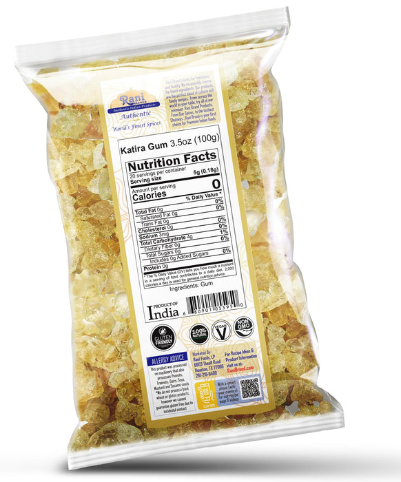 Rani Edible Gum Whole (Goonder Tragacanth Gum) 3.5oz (100g) ~ All Natural, Salt-Free | Vegan | No Colors | Gluten Friendly | NON-GMO | Kosher | Indian Origin