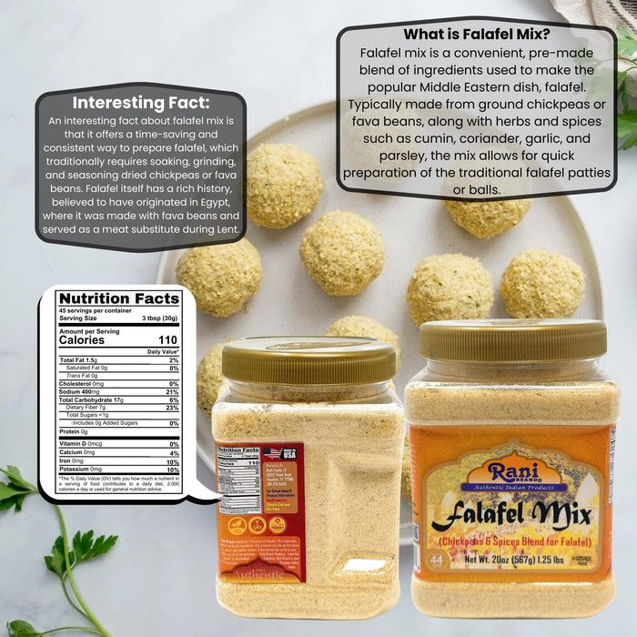 Rani Falafel Mix (Chickpeas & Spices Blend for Falafel) 20oz (1.25lbs) 567g PET Jar ~ Gluten Friendly | NON-GMO | Kosher | Product of USA
