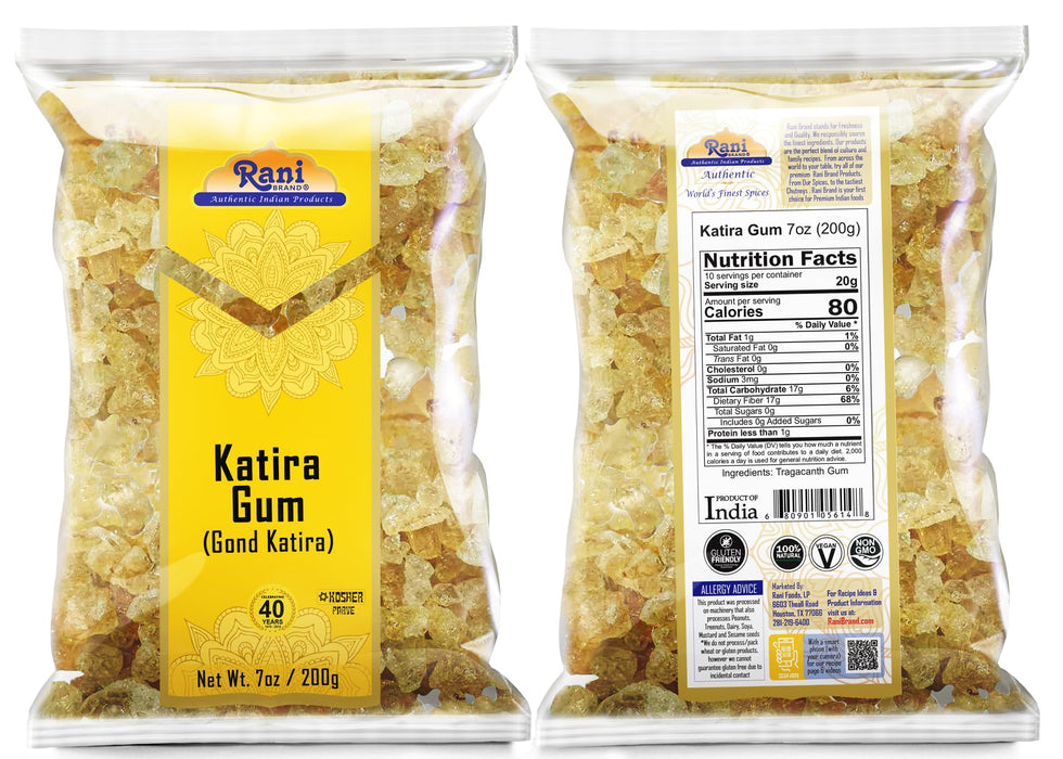 Rani Edible Gum Whole (Goonder Tragacanth Gum) 7oz (200g) ~ All Natural, Salt-Free | Vegan | No Colors | Gluten Friendly | NON-GMO | Kosher | Indian Origin