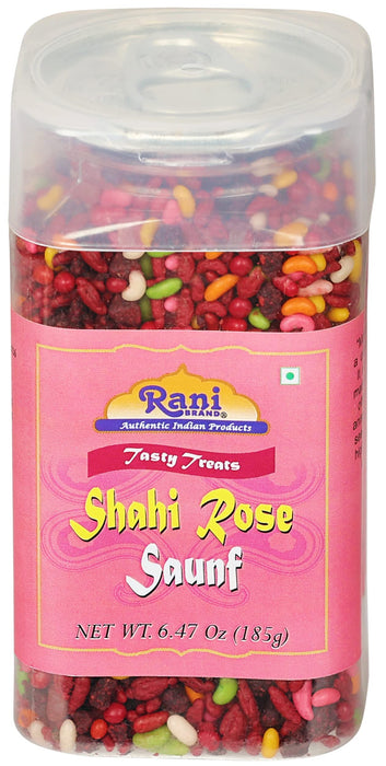 Rani Shahi Rose Saunf 6.47oz (185g) Vacuum Sealed, Easy Open Top, Resealable Container ~ Indian Tasty Treats | Vegan | Gluten Friendly | NON-GMO | Indian Origin