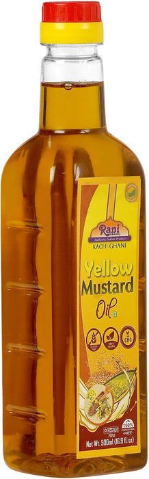 Rani Yellow Mustard Oil (Kachi Ghani) 16.9 Ounce (500ml) NON-GMO | Gluten Free | Kosher | Vegan | 100% Natural