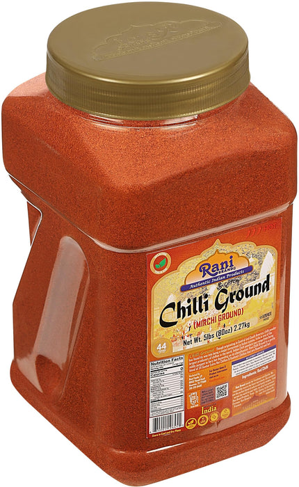 Rani Chilli Powder (Mirchi) Ground Indian Spice 80oz (5lbs) 2.27kg Bulk PET Jar ~ All Natural | Salt-Free | Vegan | Gluten Friendly | Kosher | NON-GMO