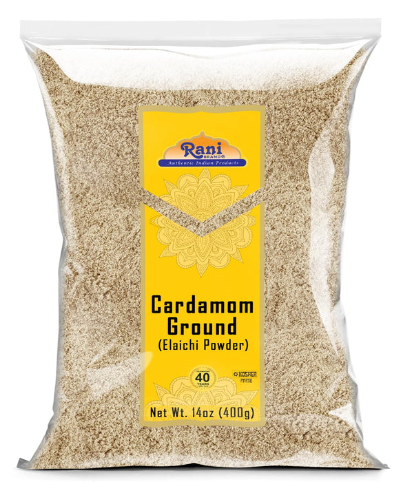 Rani Cardamom (Elachi) Ground, Powder Indian Spice 14oz (400g) ~ All Natural | No Color Added | Gluten Friendly | Vegan | NON-GMO | Kosher | No Salt or Fillers