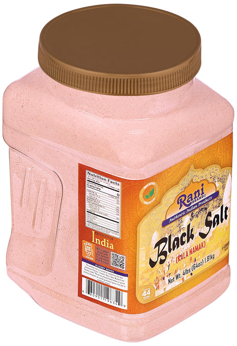 Rani Black Salt Powder (Kala Namak) Mineral 64oz (4lbs) 1.81kg Bulk PET Jar ~ Unrefined, Pure and Natural | Vegan | Gluten Friendly | Kosher | Indian Origin