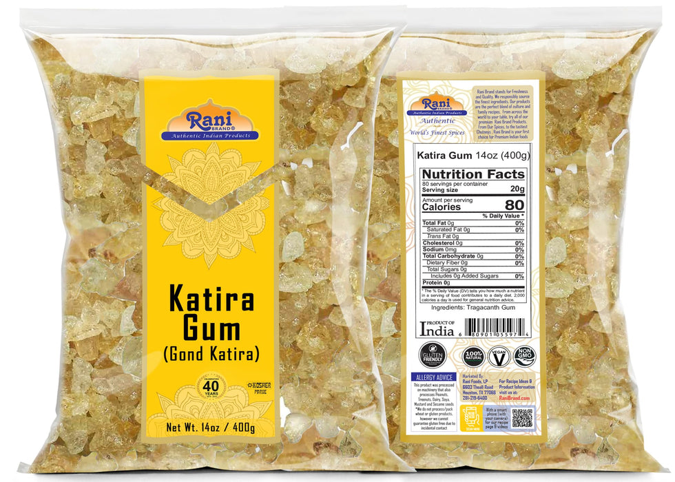 Rani Edible Gum Whole (Goonder Tragacanth Gum) 14oz (400g) ~ All Natural, Salt-Free | Vegan | No Colors | Gluten Friendly | NON-GMO | Kosher | Indian Origin
