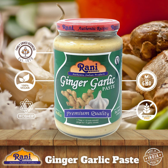 Rani Ginger Garlic Cooking Paste 26.5oz (750g) Glass Jar ~ Vegan | Gluten Free | NON-GMO | No Colors | Indian Origin