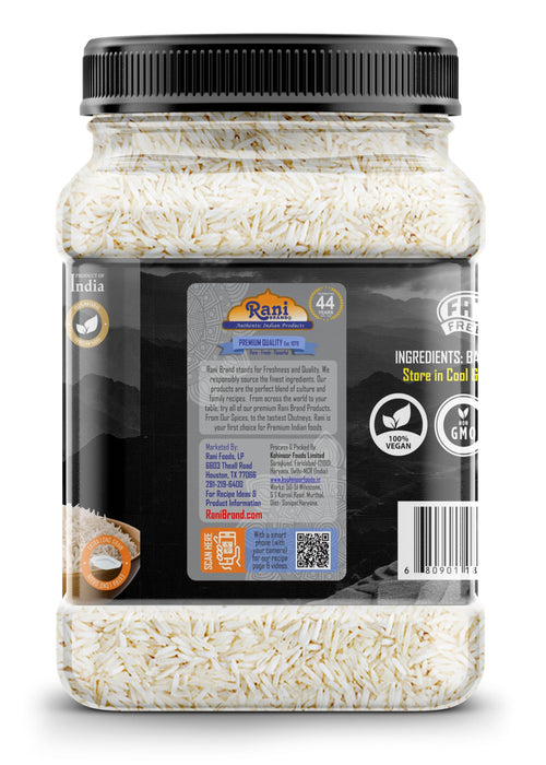 Rani Silver White Basmati Rice Extra Long Aged 32oz (2lbs) 908g PET Jar ~ All Natural | Gluten Friendly | Vegan | Indian Origin | Kosher | Export Quality