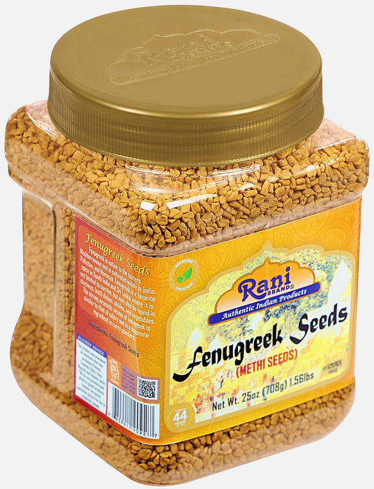 Rani Fenugreek (Methi) Seeds Whole 25oz (1.56lbs) 708g PET Jar, Trigonella foenum graecum ~ All Natural | Vegan | Gluten Friendly | Non-GMO | Kosher