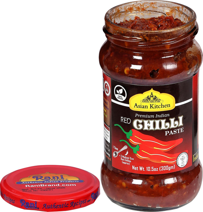 Asian Kitchen Red Chilli Cooking Paste 10.58oz (300g) ~ Vegan | Glass Jar | Gluten Free | NON-GMO | No Colors | Indian Origin