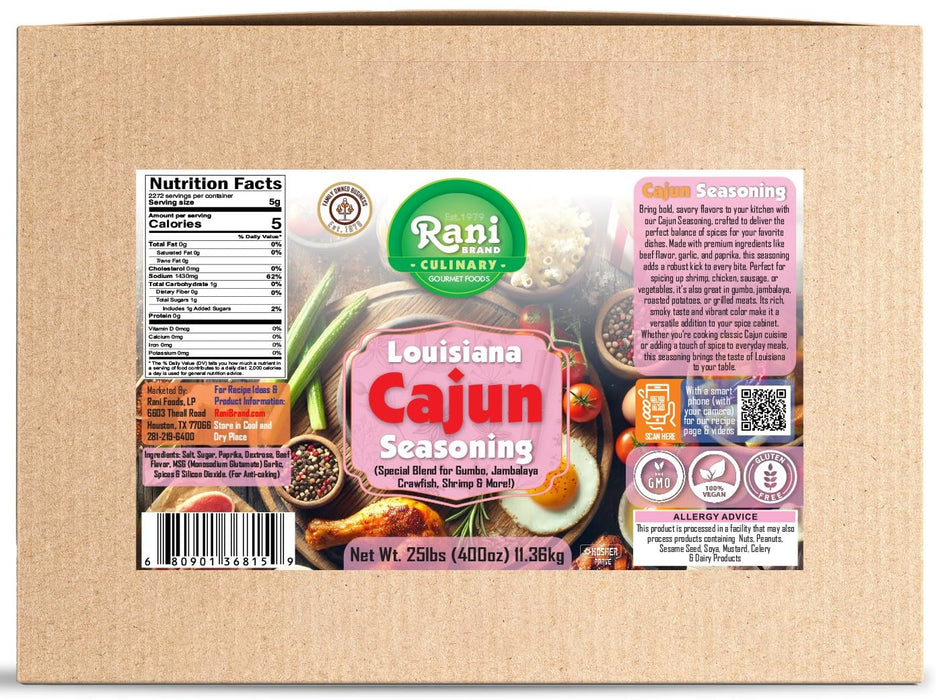 Rani Louisiana Cajun Seasoning (Special Blend for Gumbo, Jambalaya Crawfish, Shrimp) 400oz (25lbs) 11.36kg Bulk Box ~ All Natural | Gluten Friendly | NON-GMO | Kosher | Vegan | Product of USA