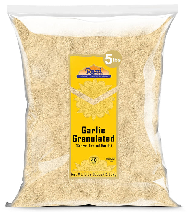 Rani Granulated Garlic (Coarse Ground Garlic) 80oz (5lbs) 2.27kg Bulk ~ All Natural | Gluten Friendly | Vegan | NON-GMO | Kosher | No Salt or fillers | Product of USA