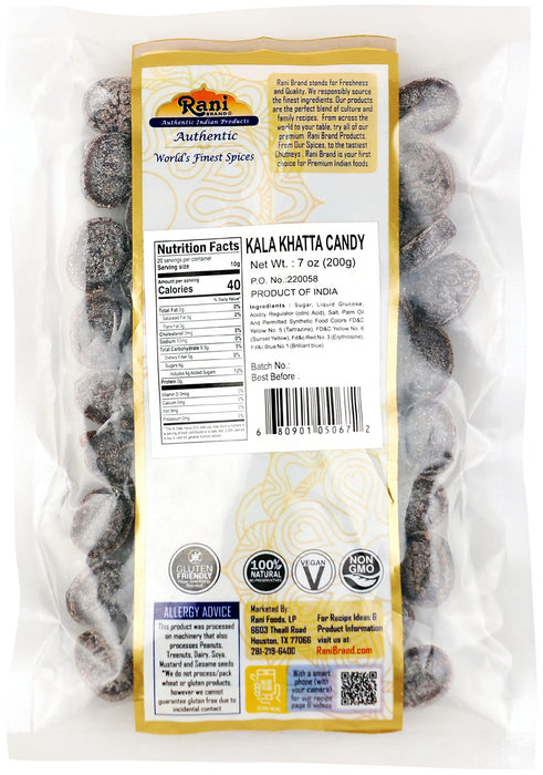 Rani Kala Khatta Candy 7oz (200g) ~ Indian Tasty Treats | Vegan | Gluten Friendly | NON-GMO | Indian Origin
