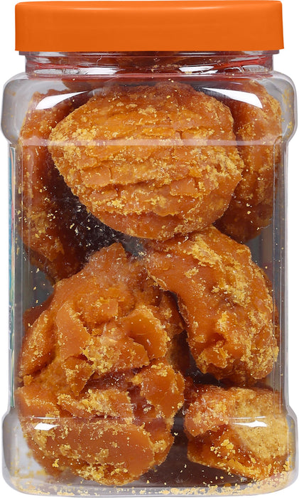 Rani Pesi Gur (Jaggery) Indian Unrefined Raw Cane Sugar 17.5oz (1.1lbs) 500g PET Jar ~ Gluten Friendly | Vegan | NON-GMO | Kosher | No Salt or fillers | Indian Product