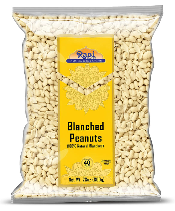Rani Peanuts Skinless (Blanched, Uncooked) 28oz (800g) ~ All Natural | Vegan | Gluten Friendly | Kosher | Fresh Product of USA ~ Spanish Grade Groundnuts