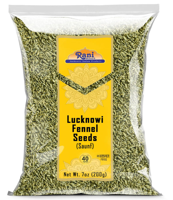 Rani Fennel Lucknowi Seeds (Fine Small Fennel) Whole Spice 7oz (200g) All Natural ~ Gluten Friendly | NON-GMO | Kosher | Vegan | Indian Origin