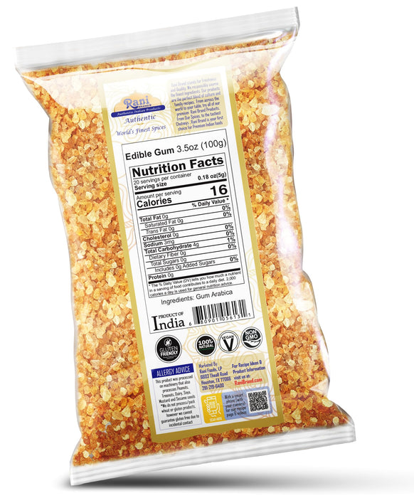 Rani Edible Gum Whole (Arabica Gum) 3.5oz (100g) ~ All Natural, Salt-Free | Vegan | No Colors | Gluten Friendly | NON-GMO | Kosher | Indian Origin